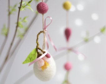 Needle Felted White Easter Egg Ornament, Egg Ornament, Easter Home Decoration, Spring Decoration, Handmade Egg, Easter Egg, Gift Idea