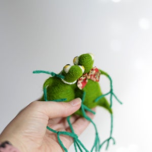 Needle Felted Frogs, Hugged Frogs, Newly-weds Gift, Needle Felt Animals, Christmas, Weeding, Valentine Gift Idea, Cake Topper, Anniversary image 7