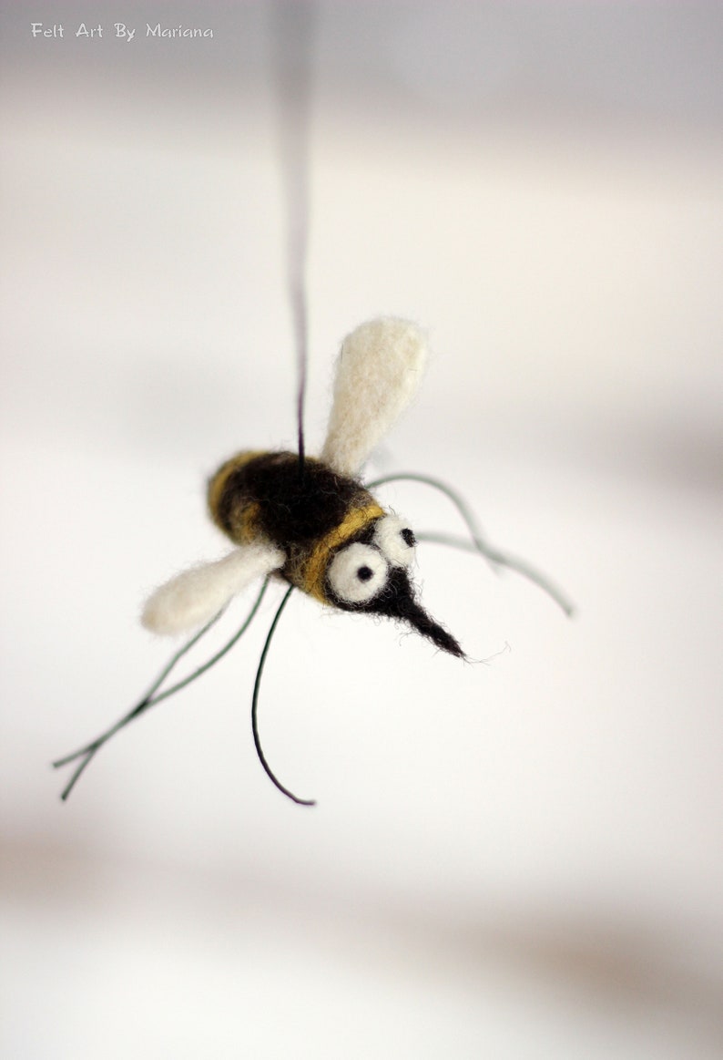 Needle Felted Bee Ornament, Needle Felted Animal, Mothers Day, Christmas Ornament, Spring Festivals, Table Decor, Summer, Stocking Stuffer image 2