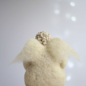 Needle Felted Dreamy Angel With A Daisy, Valintine's Gift Idea, Guardian Angel, Cupid, Christmas Decor, Handmade, White, Flower Lovers, image 3