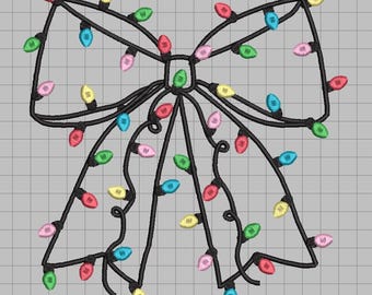 Christmas Light Bow Machine Embroidery File