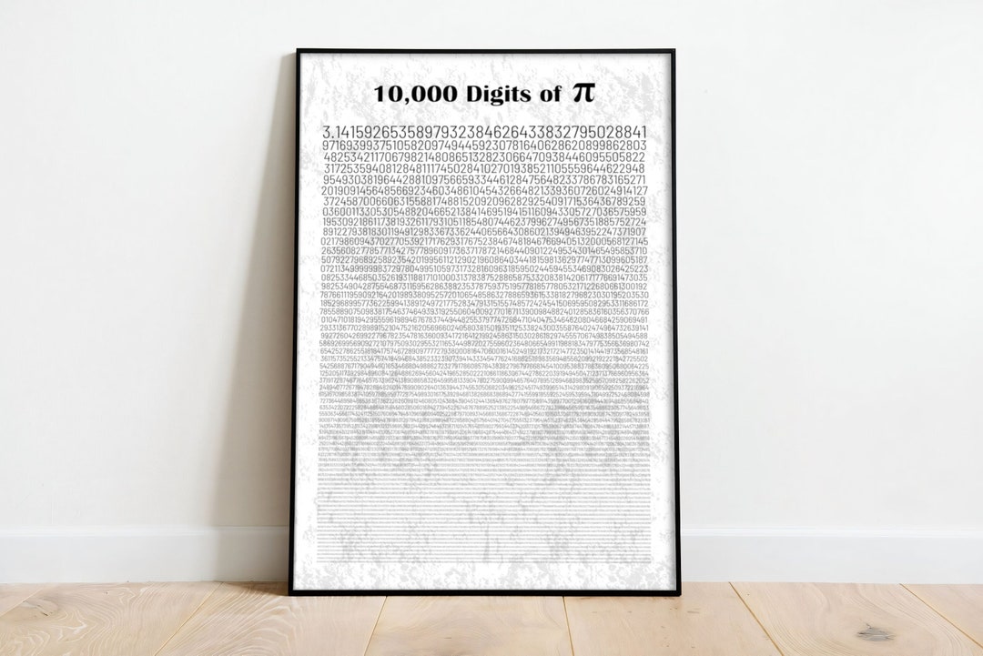 Pi number ten thousand digits of pi math poster math decor for pi day