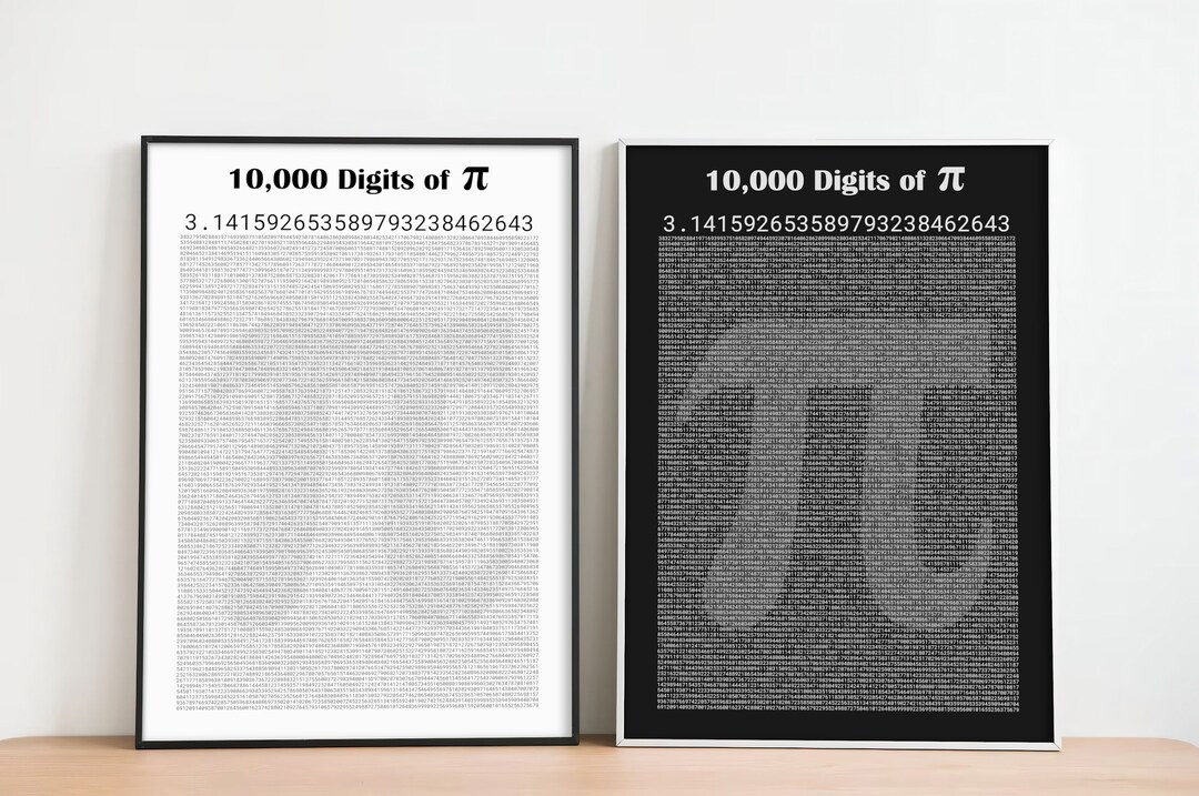 Pi number ten thousand digits of pi math poster math decor for pi day