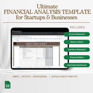 Ultimate financial analysis template for startups and businesses: financial statement analysis, financial ratios, balance sheet.