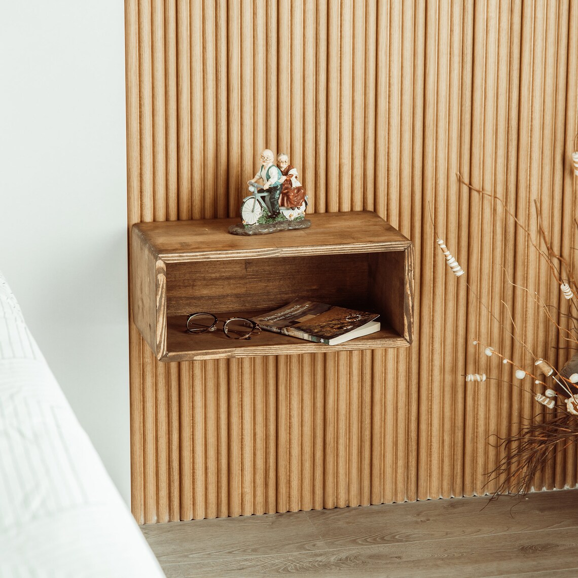 Solid Wood Floating Nightstand Floating Bedside Tables Mid Etsy UK