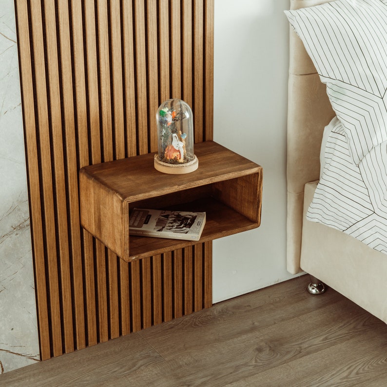 Solid Wood Floating Nightstand Floating Bedside Tables Mid Etsy UK
