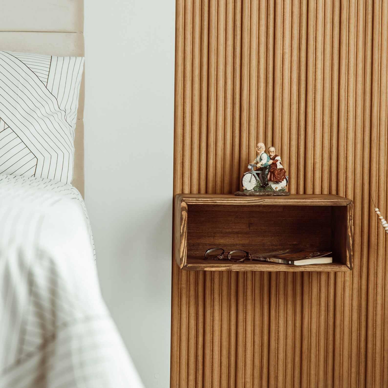 Solid Wood Floating Nightstand Floating Bedside Tables Mid Etsy UK