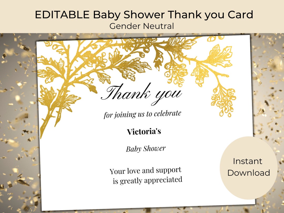 Editable Template Baby Shower Thank You Template Formal Etsy Australia
