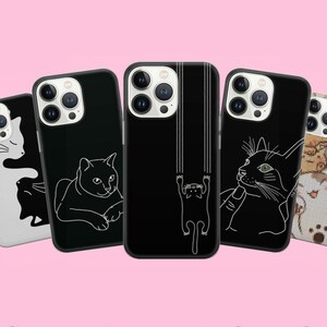 Black cat Phone Case Funny Cover for iPhone 14 13 12 Pro 11 XR 8 7, Samsung S23 S22 A73 A53 A13 A14 S21 Fe S20, Pixel 7 6A