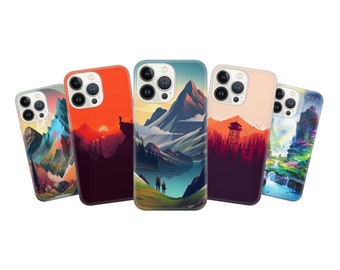 Hill Phone Case Mountains Rocks Cover for iPhone 14 13 12 Pro 11 XR 8 7, Samsung S23 S22 A73 A53 A13 A14 S21 Fe S20, Pixel 7 6A