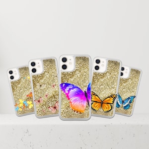 Sparkling Trendy Liquid Glitter Phone Case para iPhone Todos los modelos, Floating Gold, Quicksand, Waterfall Pretty Cover