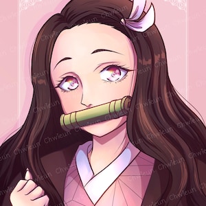 Portrait Kunstdruck [A4] - Nezuko: Dämonentöter