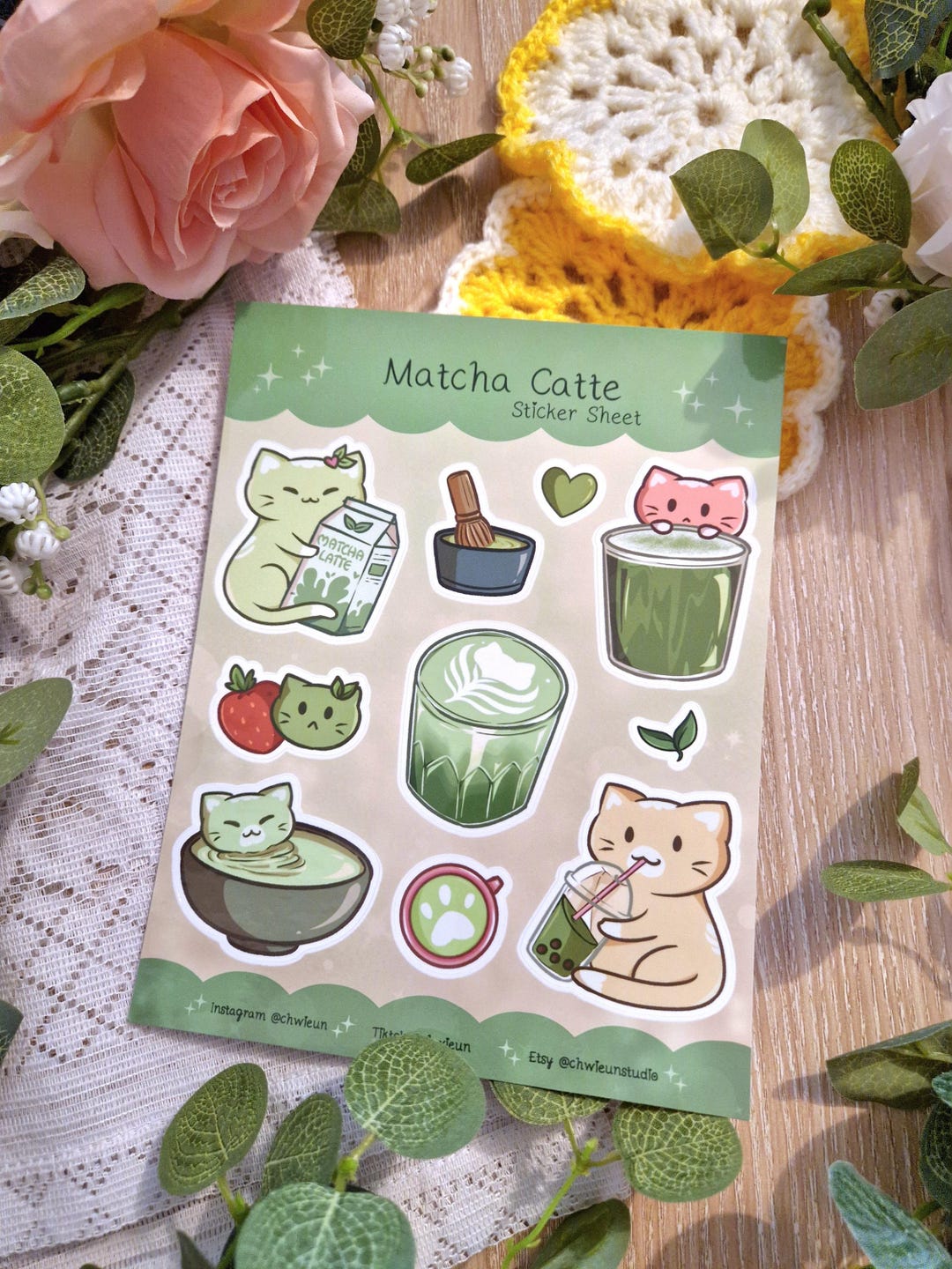 Matcha Catte [sticker Sheet] - Etsy