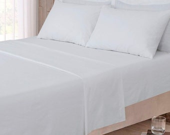 800 Thread Count - Flat Sheet - 100% Pure Egyptian Cotton Sateen Super Soft Hotel Quality Bedding - White