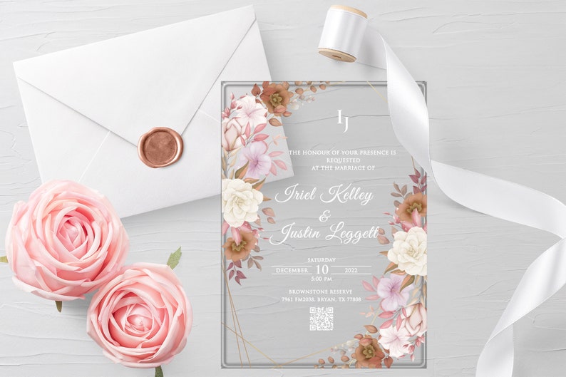 Acrylic Wedding Invitations Square With Twigs and Sakura Etsy