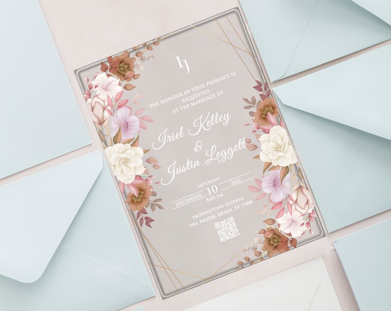 Acrylic Wedding Invitations Square With Twigs and Sakura Etsy