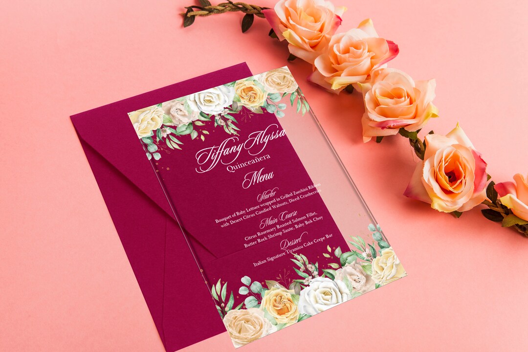 Acrylic Quinceañera Invites Clear Invitations for Etsy