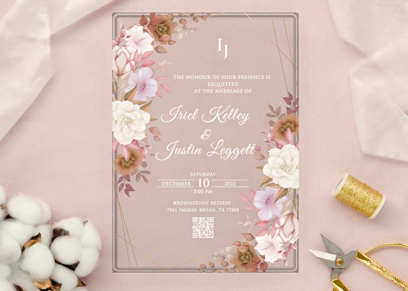 Acrylic Wedding Invitations Square With Twigs and Sakura Etsy