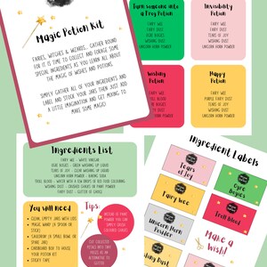 Magic Potion Kit DIY Printable Recipe &#39;Fairy, witch, wizard&#39;