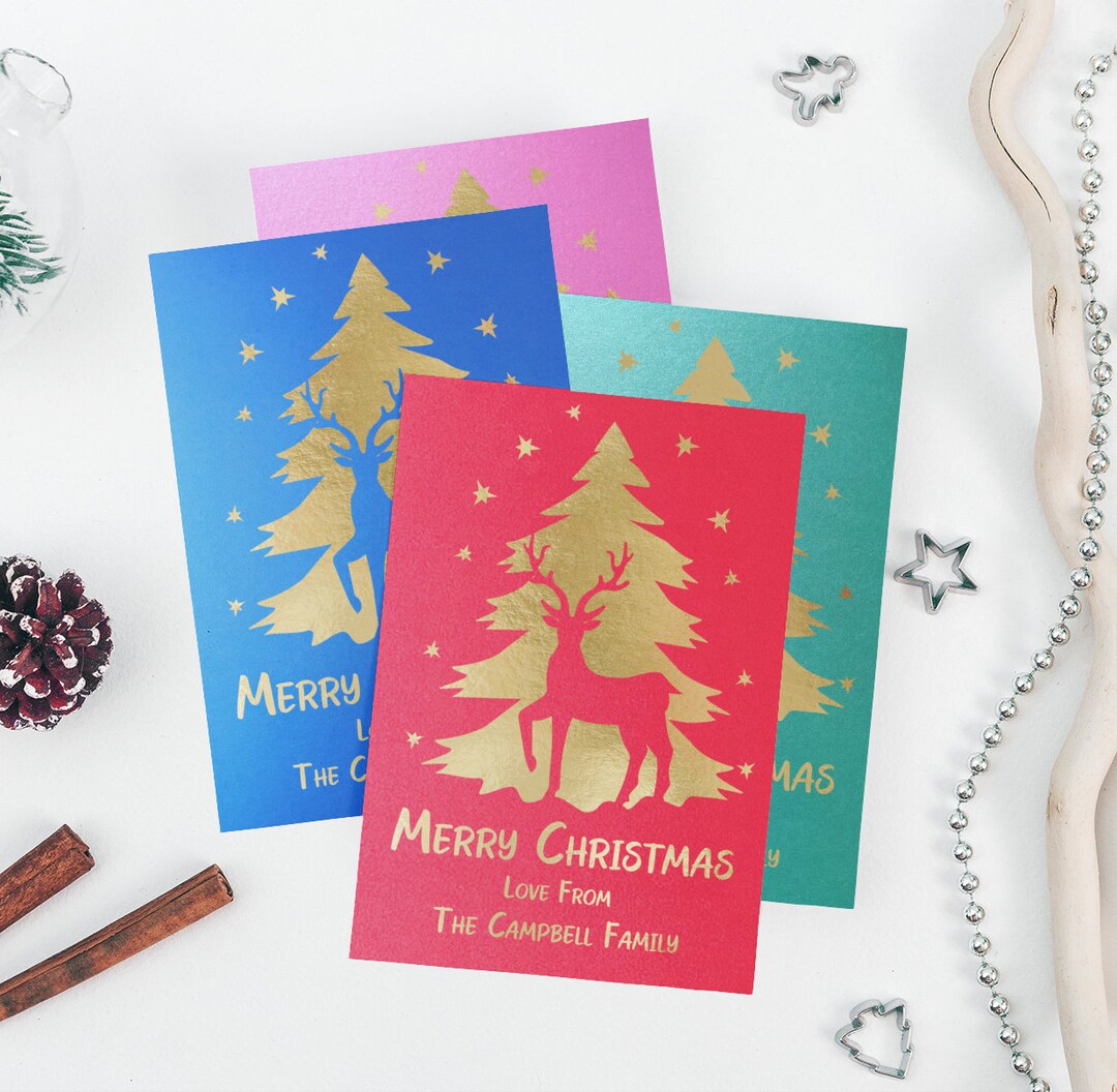 Gold Foil Christmas Card Personalised Christmas Card for the Etsy