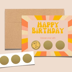 Cadeau rétro joyeux anniversaire carte de correspondance pliée à gratter DIY avec enveloppe