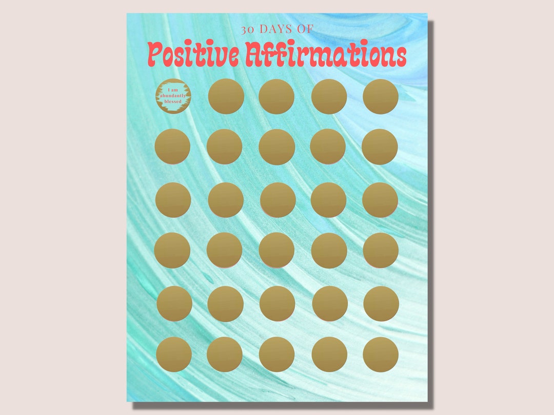 30 Days of Affirmations Scratch off Sheet, Pre-filled - Etsy