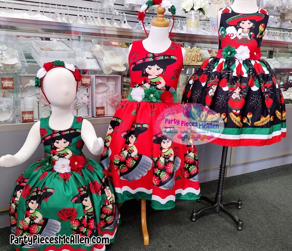 Girls Mexican Dress Girls Charra Dress Kids Mexican Party Dress Black Mexican Fiesta Dress Viva Mexico Dress