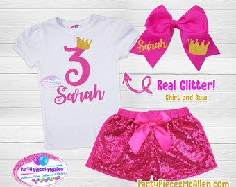Princess Glittery Vinyl Sequin Short Birthday Outfit, Princess Birthday Outfit, Princess Birthday Outfit, Birthday Princess Outfit