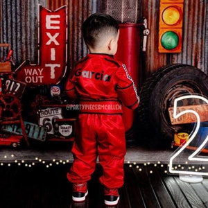 Custom Red Race Suit, Boys Racer Costume, Red Racer Suit, Racecar Suit, Kids Racecar Costume, image 2