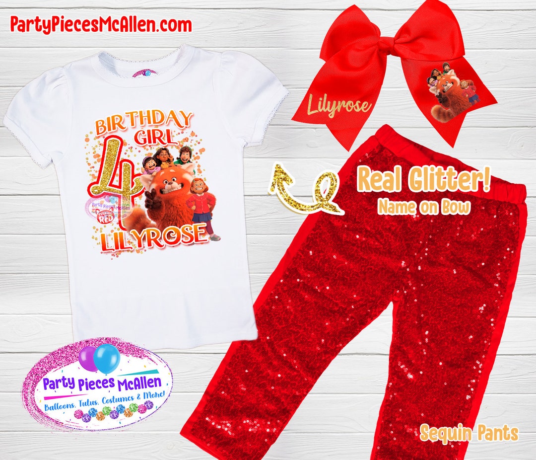 Turning Red Birthday Outfit, Red Birthday Shirt, Red Bow, Turning Red