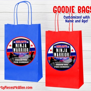 Ninja Warrior Goodie Bags, Ninja Warrior Candy Bags, Ninja Warrior Party Favor Bags