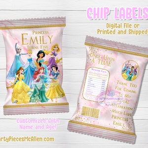 Prinzessin Chip Beutel, Prinzessin Party Zubehör, Prinzessin Digitale Dateien, Prinzessin Geburtstagsfeier, Prinzessin Chip Beuteletiketten, Prinzessin Gastgeschenk