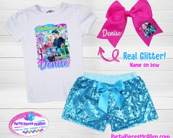 Zombies 3 Birthday Sequin Short Outfit, Addison and Zed Birthday Outfit, Girls Birthday Outfit, Sequin Shorts, Zombies 3
