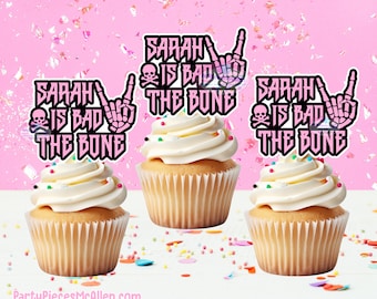 Bad TWO The Bone Cupcake Toppers, 2nd Birthday Party Supplies, Bad TWO The Bone Party Supplies, Bad TWO The Bone Toppers