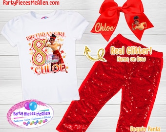 Encanto Dolores Birthday Outfit, Dolores Birthday Shirt, Encanto Bow, Encanto Movie Outfit, Dolores Madrigal, Red Sequin Pants