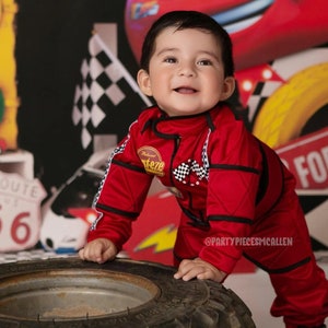 Custom Red Race Suit, Boys Racer Costume, Red Racer Suit, Racecar Suit, Kids Racecar Costume, image 4