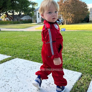 Custom Red Race Suit, Boys Racer Costume, Red Racer Suit, Racecar Suit, Kids Racecar Costume, image 5