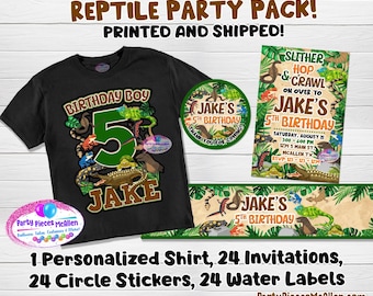 Paquete de fiesta de reptiles, camiseta de fiesta de reptiles, cumpleaños de reptiles