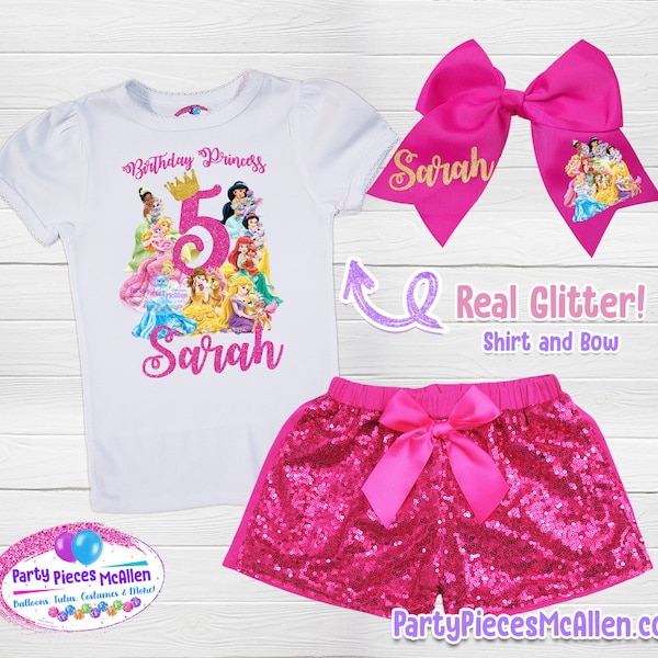 Princess Glittery Vinyl Sequin Short Birthday Outfit, Princess Birthday Outfit, Princess Birthday Outfit, Birthday Princess Outfit