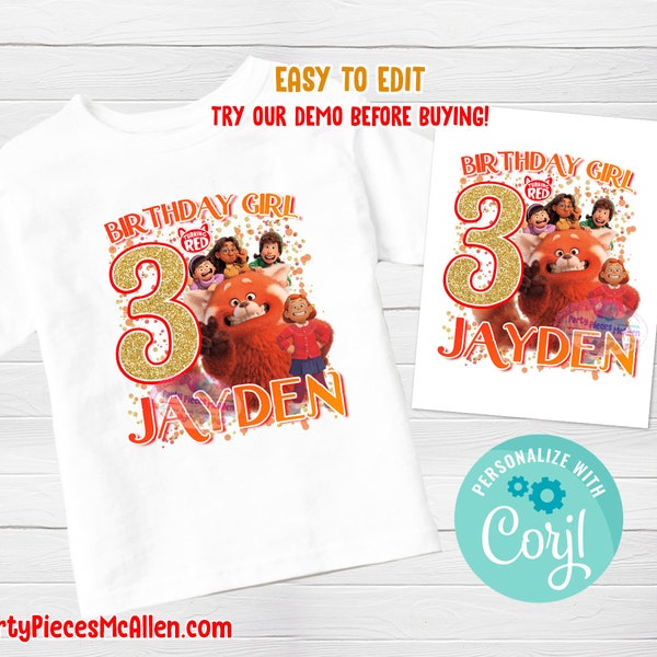 Turning Red Printable Shirt, Editable Turning Red Birthday Shirt, Turning Red Mei Shirt