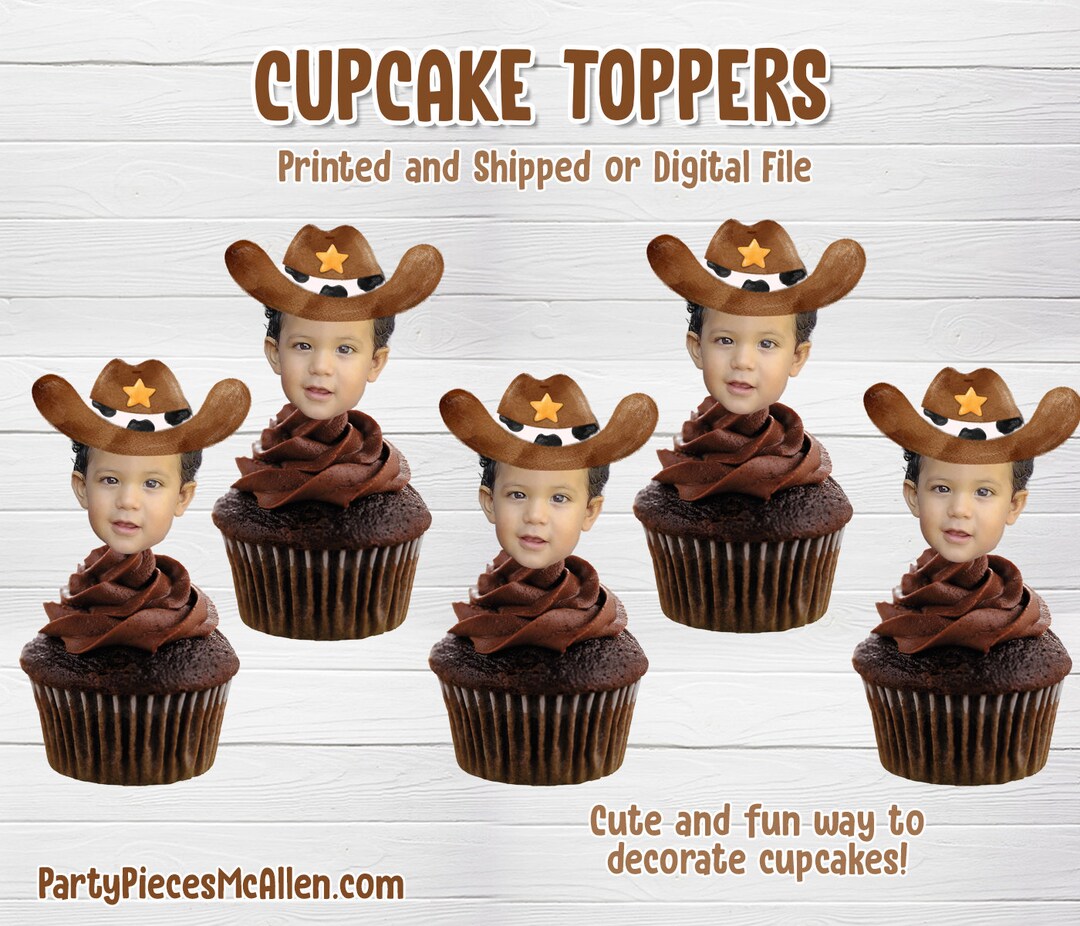 24 Pack Cowboy Cupcake Toppers Cake Decorations, Western Cowboy Cowgirl