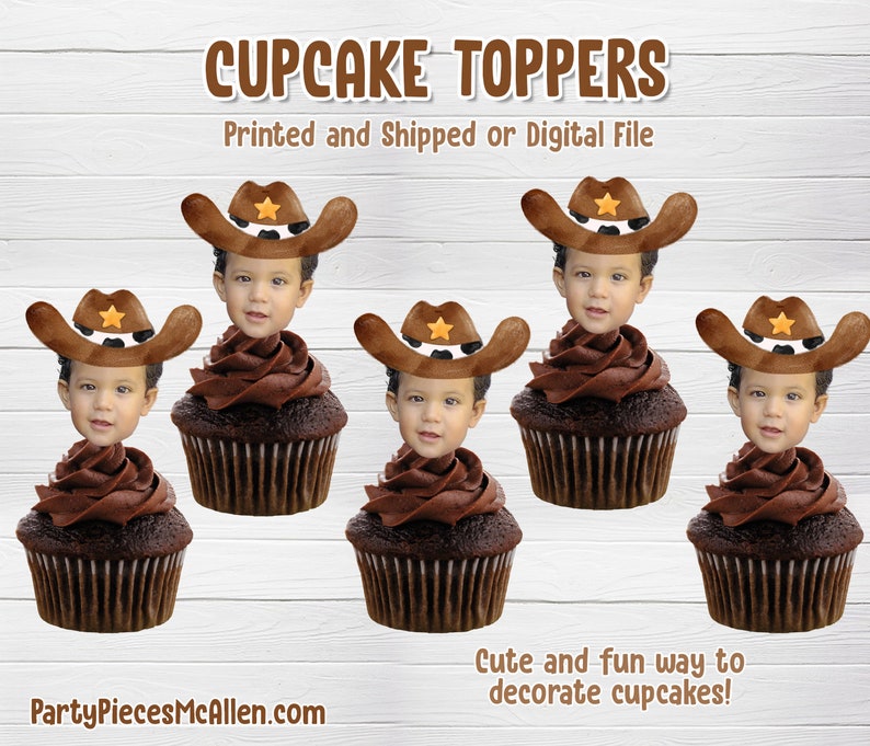 Cowboy Cupcake Toppers, Cowboy Birthday Supplies, Cowboy Party, Customized Cowboy Cupcake