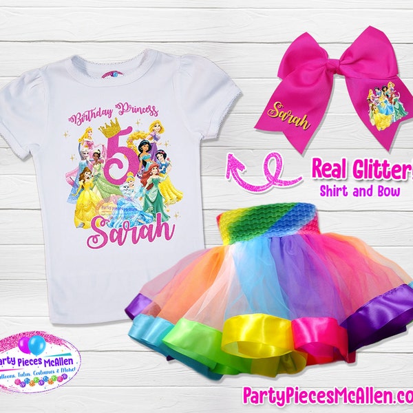 Princess Birthday Tutu Outfit, Princess Colorful Birthday Tutu Set, Princess Birthday Shirt, Princess Tutu Outfit, Rainbow Tutu