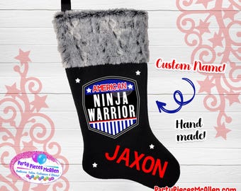 Ninja Warrior Stocking Christmas Stocking, Customized Ninja Stocking, Ninja Warrior Christmas Stocking