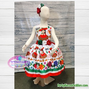 Girls Mexican Dress, White Mexican Dress, Mexican Dress, 5 de Mayo Dress, Mexican Independence Dress, Mexican Heritage Outfit, Fiesta Party