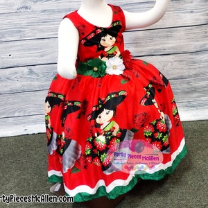 Girls Mexican Dress, Red Mexican Dress, Mexican Dress, 5 de Mayo Dress, Mexican Independence Dress, Mexican Heritage Outfit, Charrita Dress