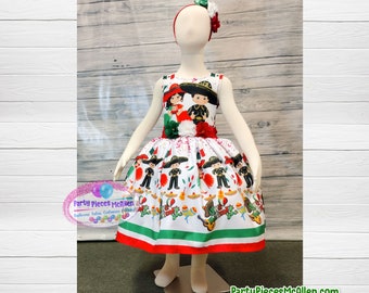 Mädchen mexikanische Kleid, weiße mexikanische Kleid, mexikanische Kleid, 5 de Mayo Kleid, mexikanische Unabhängigkeit Kleid, mexikanisches Erb Outfit