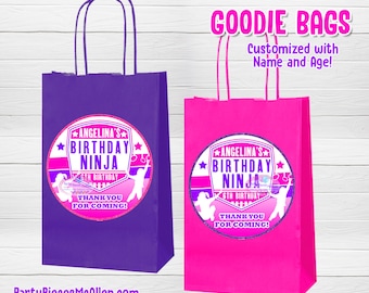 Ninja Girl Goodie Bags, Ninja Girl Candy Bags, Ninja Pink Girl Party Favor Bags, Pink Ninja Party, Purple Ninja Party Goodie Bags