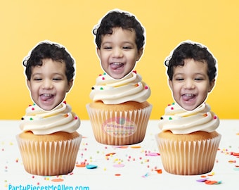 Photo Cupcake Toppers, Custom Photo Cupcake Toppers, Birthday Supplies, Custom Face Cupcake Toppers