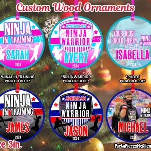 Ozdoby choinkowe Ninja Warrior, ozdoby choinkowe Ninja, wypełniacze skarpet Ninja Warrior, spersonalizowane ozdoby drewniane